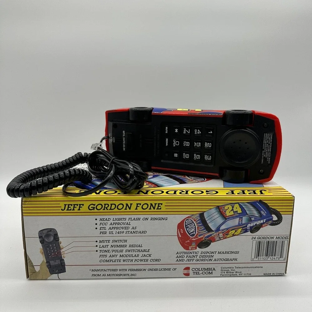 Columbia Tel-Com 1998 Jeff Gordon Fone #24 Racing Car Telephone w/ Box Phone